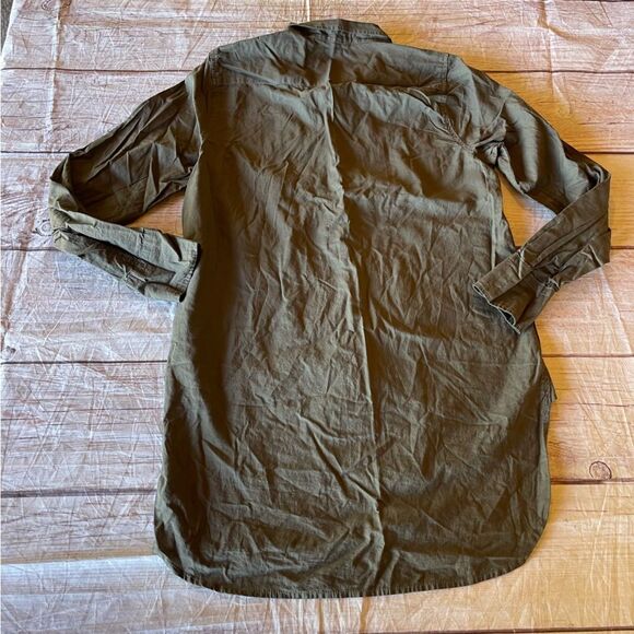 Free People x CP Shades High Low Button Down 100% Cotton Olive Brown Size XS - Picture 2 of 7